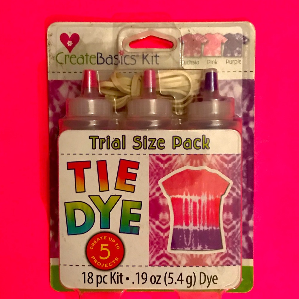CreateBasics Tie Dye Kit Trial Size Pack TIE DYE CREATE UP! 5 PROJECT CTS 18 pc